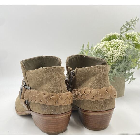 Sam Edelman Posey Women's Boots Booties Ankle Harness Suede Taupe Western Sz 8.5 - Picture 3 of 11